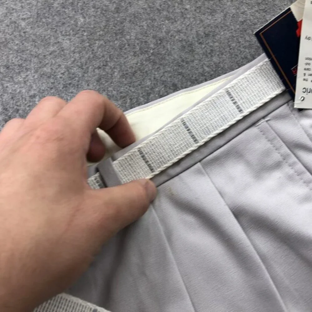 Vintage Par Four Pants Men 36x30 Gray Visa Easy Care Belted Poly Cotton Golf USA